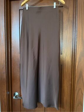 Brown Satin Maxi Skirt